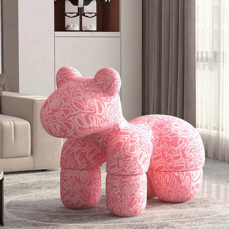 Modern Style Fabric Leisure Lazy Sofa Funny Colorful Animal Sofa Stool Living Room Furniture Chair for Children