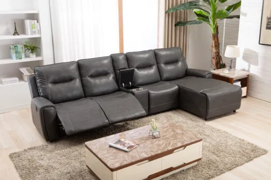 Cy Genuine Leather Corner Sofa Set 7 Seater Sectional Recliner Sofa Set