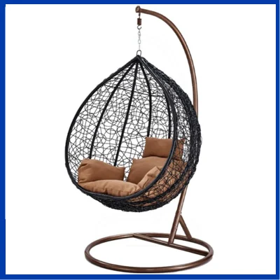 Outdoor Furniture Indoor Living Room Single Basket Wicker Rattan Teardrop Garden Patio Hammock Leisure Hanging Egg Shaped Swing Chair with Stand
